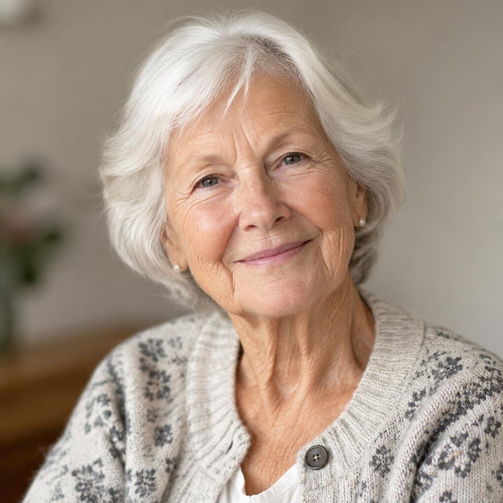 Portrait of an elderly Danish woman smiling