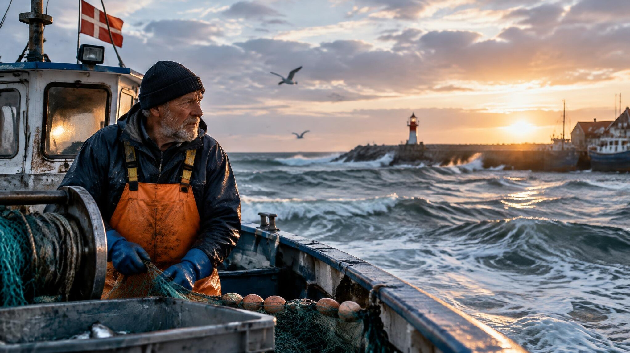fisherman on danish west coast boat